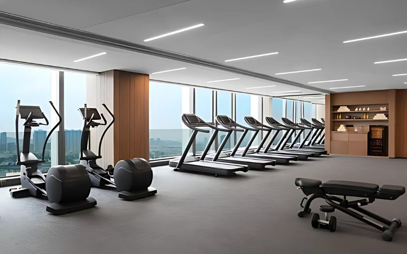 Khu vực cardio trong phòng gym khách sạn