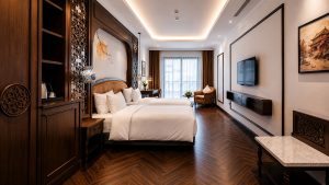 Phòng Twin khách sạn 4 sao sang trọng, phù hợp cho nhóm bạn, gia đình nhỏ hoặc khách công tác đi cùng đồng nghiệp. Alt ảnh SEO: "05 phong twin khach san 4 sao sang trong".
