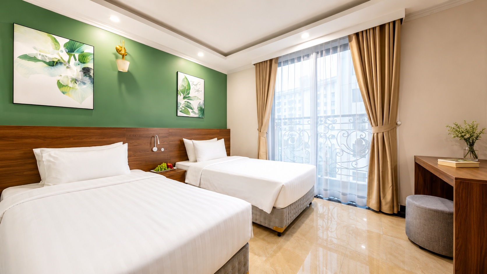 phong deluxe khach san 3 sao hien dai tien nghi