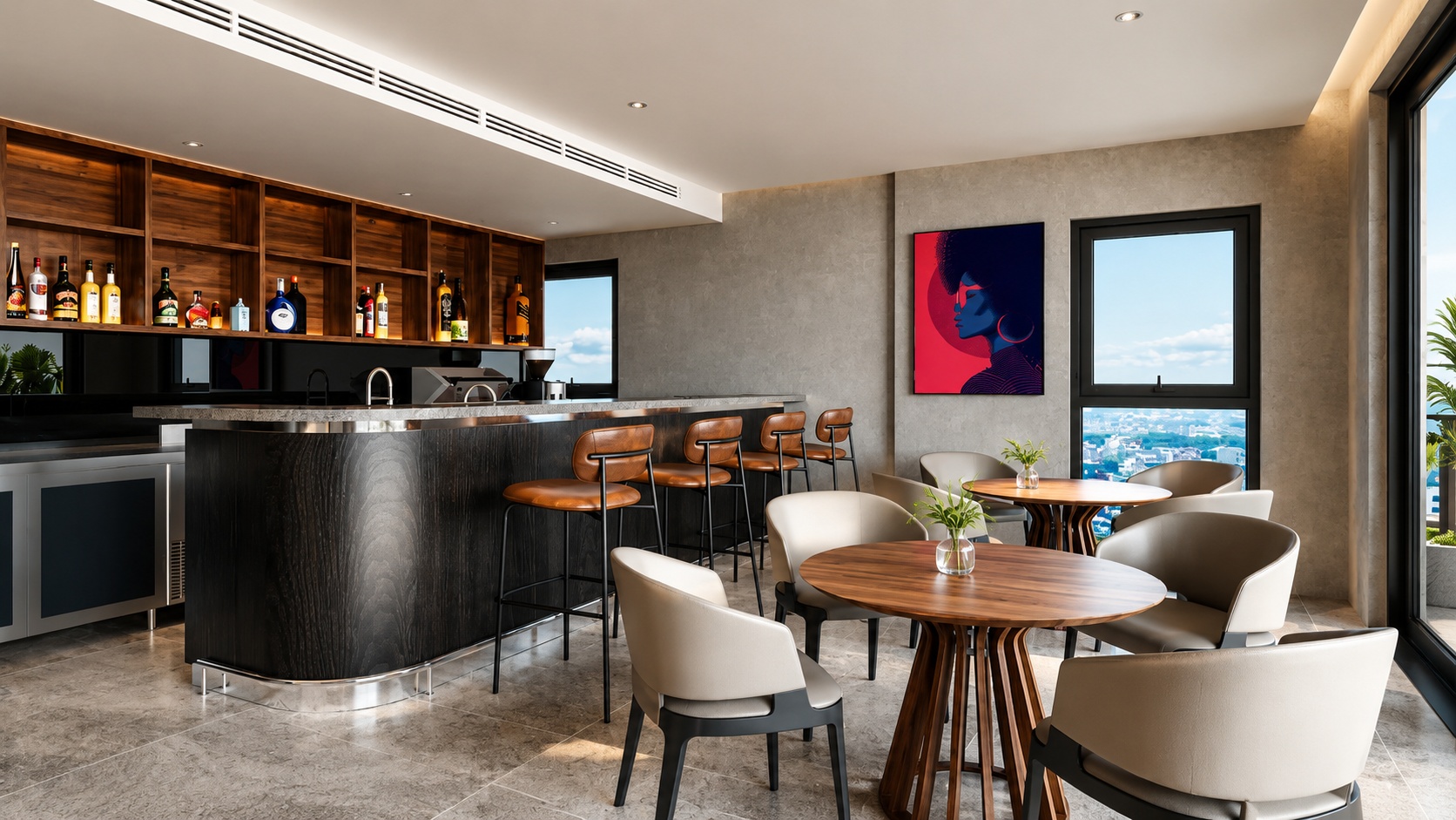 Quầy bar – lounge hiện đại dành cho những buổi gặp gỡ riêng tư.